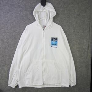 Yachtclub Bermuda Hoodie Mens 2XL White Zip Up Graphic Turtle Print Pullover
